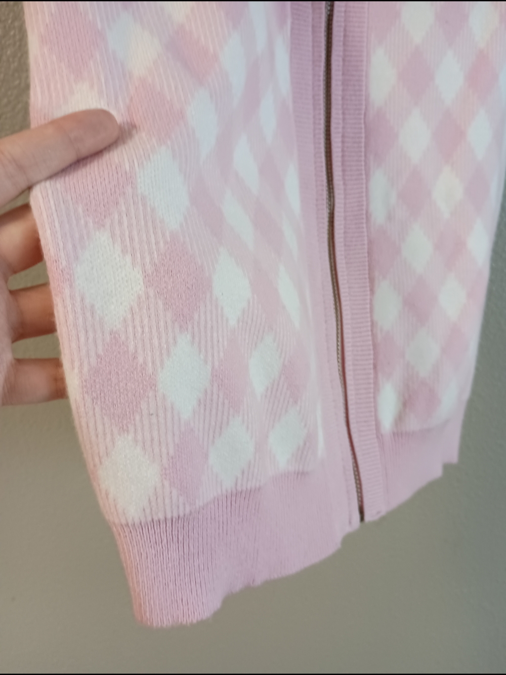 Pink Argyle Zip-Front Knit Dress - Picture 4 of 4